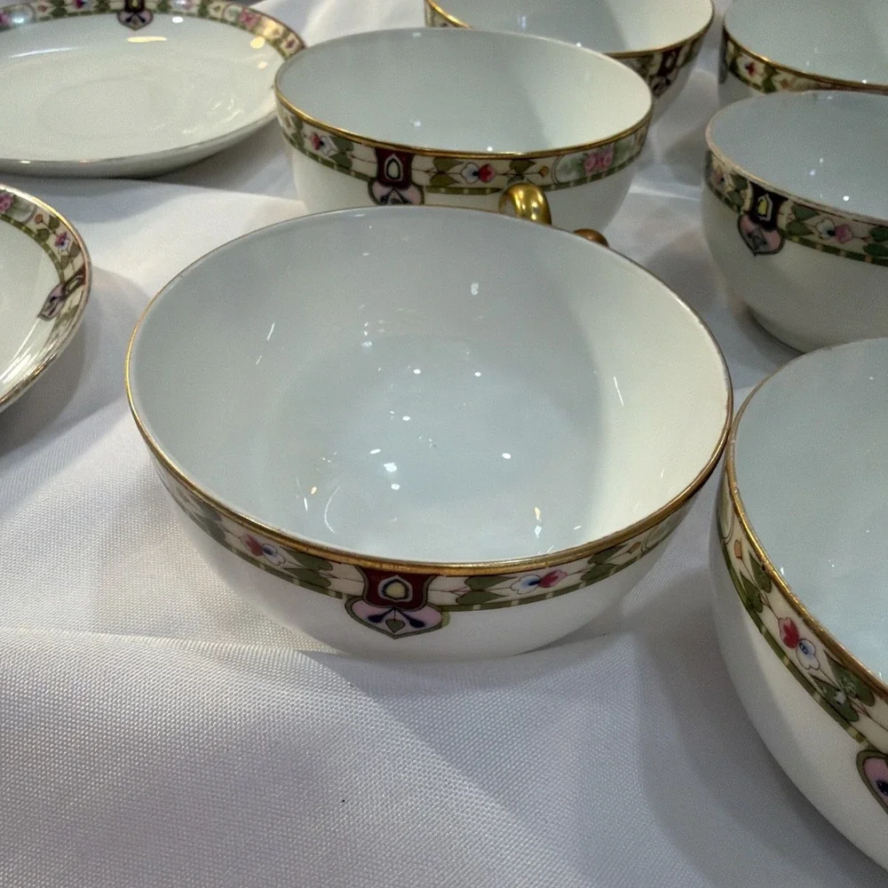 16 Pc Rare Noritake Nippon 1920's Vintage Serving Saucer & CupTea Victorian‎ 57